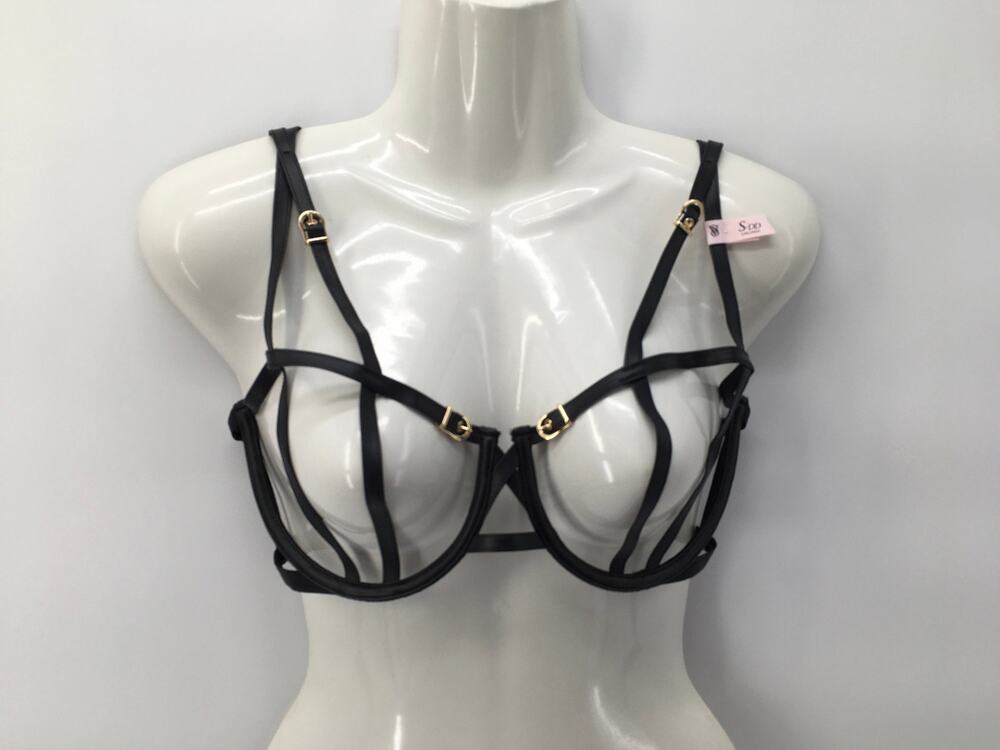 NWT Victoria's Secret Very Sexy Black Cage Harness Strappy Underwire Bra SDD